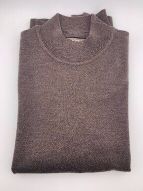 Nordstrom Fine Merino Wool Mock Neck Pullover Sweater Made In Italy Brown Sz L